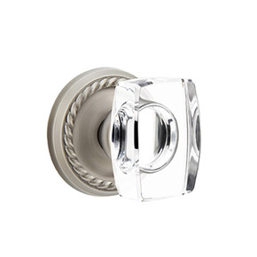 Emtek 8051-WS-US15A Windsor Crystal Door Knob Dummy Set With Rope Rosette Pewter