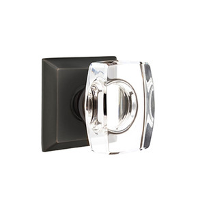 Emtek 8531-WS-US10B Windsor Crystal Door Knob Dummy Set With Quincy Rosette Oil Rubbed Bronze