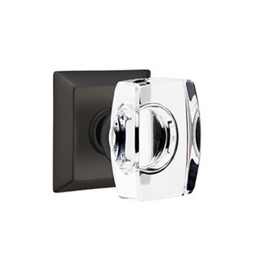 Emtek 8531-WS-US19 Windsor Crystal Door Knob Dummy Set With Quincy Rosette Flat Black