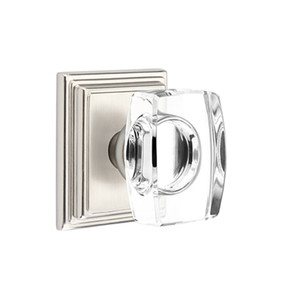 Emtek 8561-WS-US15 Windsor Crystal Door Knob Dummy Set With Wilshire Rosette Satin Nickel
