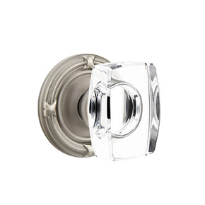 Emtek 8107-WS-US15A Windsor Crystal Door Knob Passage Set With Ribbon & Reed Rosette Pewter
