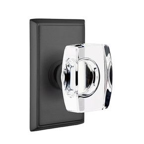 Emtek 8121-WS-US19 Windsor Crystal Door Knob Passage Set With Rectangular Rosette Flat Black