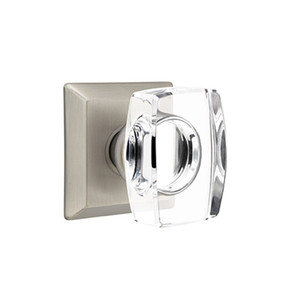 Emtek 8131-WS-US15A Windsor Crystal Door Knob Passage Set With Quincy Rosette Pewter