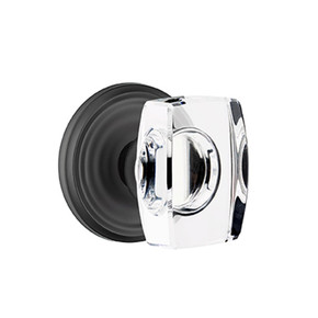 Emtek 8200-WS-US19 Windsor Crystal Door Knob Privacy Set With Regular Rosette Flat Black