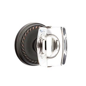 Emtek 8201-WS-US10B Windsor Crystal Door Knob Privacy Set With Rope Rosette Oil Rubbed Bronze