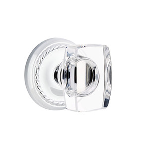 Emtek 8201-WS-US26 Windsor Crystal Door Knob Privacy Set With Rope Rosette Polished Chrome