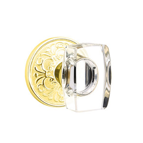 Emtek 8206-WS-US3 Windsor Crystal Door Knob Privacy Set With Lancaster Rosette Polished Brass