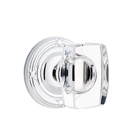 Emtek 8207-WS-US26 Windsor Crystal Door Knob Privacy Set With Ribbon & Reed Rosette Polished Chrome