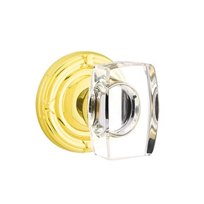 Emtek 8207-WS-US3 Windsor Crystal Door Knob Privacy Set With Ribbon & Reed Rosette Polished Brass