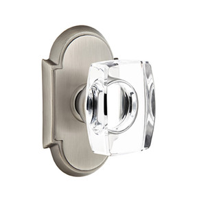 Emtek 8208-WS-US15A Windsor Crystal Door Knob Privacy Set With #8 Rosette Pewter