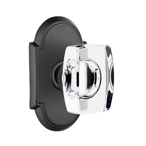 Emtek 8208-WS-US19 Windsor Crystal Door Knob Privacy Set With #8 Rosette Flat Black