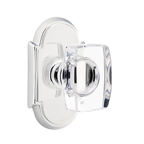 Emtek 8208-WS-US26 Windsor Crystal Door Knob Privacy Set With #8 Rosette Polished Chrome