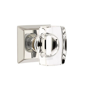 Emtek 8231-WS-US14 Windsor Crystal Door Knob Privacy Set With Quincy Rosette Polished Nickel