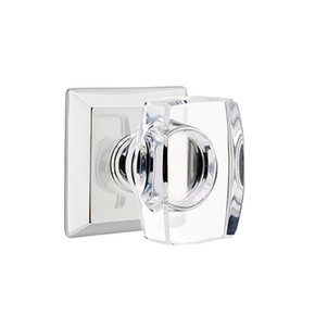 Emtek 8231-WS-US26 Windsor Crystal Door Knob Privacy Set With Quincy Rosette Polished Chrome