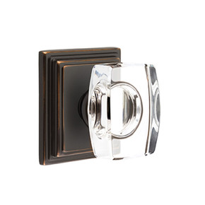 Emtek 8261-WS-US10B Windsor Crystal Door Knob Privacy Set With Wilshire Rosette Oil Rubbed Bronze