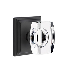 Emtek 8261-WS-US19 Windsor Crystal Door Knob Privacy Set With Wilshire Rosette Flat Black