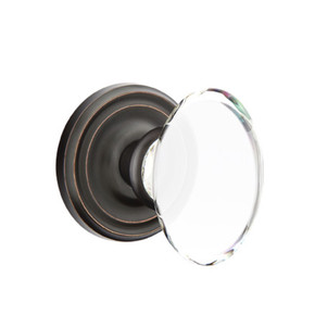 Emtek 8050-HT-US10B Hampton Crystal Door Knob Dummy Set With Regular Rosette Oil Rubbed Bronze