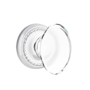 Emtek 8051-HT-US26 Hampton Crystal Door Knob Dummy Set With Rope Rosette Polished Chrome