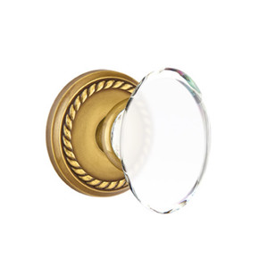 Emtek 8051-HT-US7 Hampton Crystal Door Knob Dummy Set With Rope Rosette French Antique