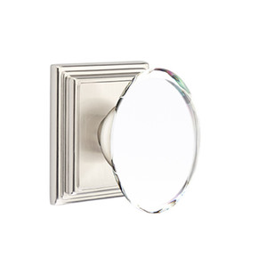 Emtek 8561-HT-US15 Hampton Crystal Door Knob Dummy Set With Wilshire Rosette Satin Nickel