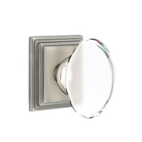 Emtek 8561-HT-US15A Hampton Crystal Door Knob Dummy Set With Wilshire Rosette Pewter