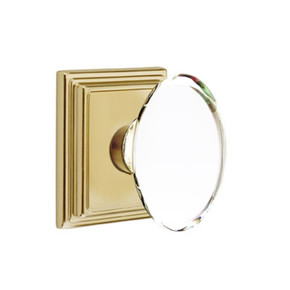 Emtek 8561-HT-US4 Hampton Crystal Door Knob Dummy Set With Wilshire Rosette Satin Brass