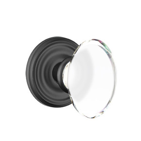 Emtek 8100-HT-US19 Hampton Crystal Door Knob Passage Set With Regular Rosette Flat Black