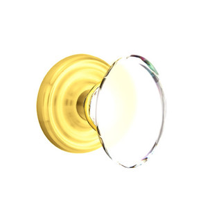 Emtek 8100-HT-US3 Hampton Crystal Door Knob Passage Set With Regular Rosette Polished Brass