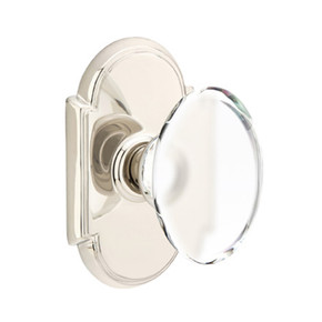 Emtek 8108-HT-US14 Hampton Crystal Door Knob Passage Set With #8 Rosette Polished Nickel