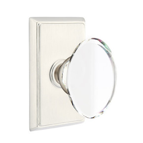 Emtek 8121-HT-US15 Hampton Crystal Door Knob Passage Set With Rectangular Rosette Satin Nickel