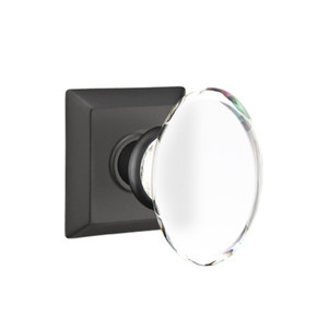 Emtek 8131-HT-US19 Hampton Crystal Door Knob Passage Set With Quincy Rosette Flat Black