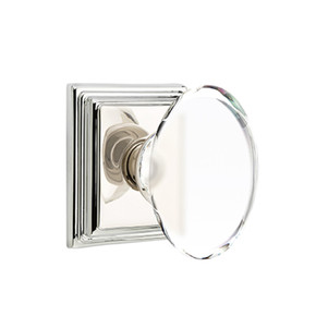 Emtek 8161-HT-US14 Hampton Crystal Door Knob Passage Set With Wilshire Rosette Polished Nickel