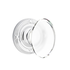 Emtek 8207-HT-US26 Hampton Crystal Door Knob Privacy Set With Ribbon & Reed Rosette Polished Chrome