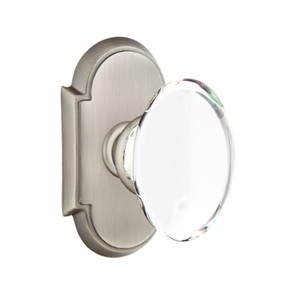 Emtek 8208-HT-US15A Hampton Crystal Door Knob Privacy Set With #8 Rosette Pewter