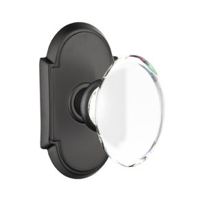 Emtek 8208-HT-US19 Hampton Crystal Door Knob Privacy Set With #8 Rosette Flat Black
