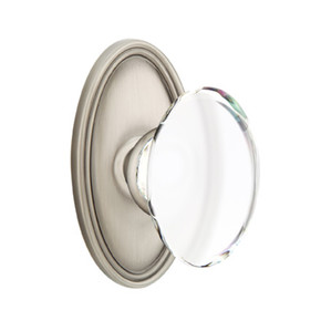 Emtek 8220-HT-US15A Hampton Crystal Door Knob Privacy Set With Oval Rosette Pewter