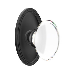 Emtek 8220-HT-US19 Hampton Crystal Door Knob Privacy Set With Oval Rosette Flat Black