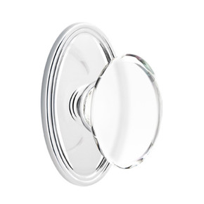 Emtek 8220-HT-US26 Hampton Crystal Door Knob Privacy Set With Oval Rosette Polished Chrome