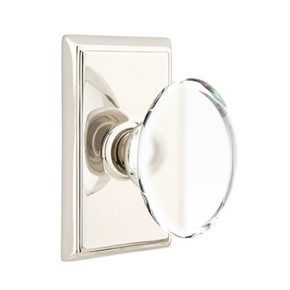 Emtek 8221-HT-US14 Hampton Crystal Door Knob Privacy Set With Rectangular Rosette Polished Nickel