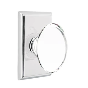 Emtek 8221-HT-US26 Hampton Crystal Door Knob Privacy Set With Rectangular Rosette Polished Chrome