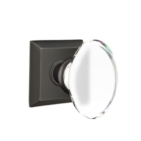 Emtek 8231-HT-US10B Hampton Crystal Door Knob Privacy Set With Quincy Rosette Oil Rubbed Bronze