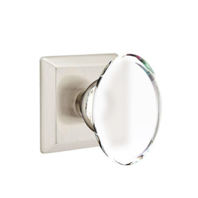 Emtek 8231-HT-US15 Hampton Crystal Door Knob Privacy Set With Quincy Rosette Satin Nickel