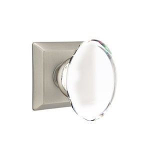 Emtek 8231-HT-US15A Hampton Crystal Door Knob Privacy Set With Quincy Rosette Pewter