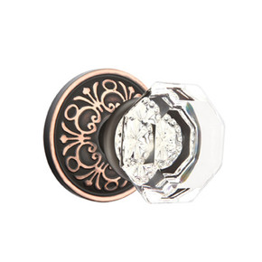Emtek 8056-OT-US10B Old Town Clear Crystal Door Knob Dummy Set With Lancaster Rosette Oil Rubbed Bronze