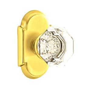 Emtek 8058-OT-US3 Old Town Clear Crystal Door Knob Dummy Set With #8 Rosette Polished Brass