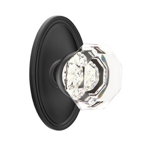 Emtek 8520-OT-US19 Old Town Clear Crystal Door Knob Dummy Set With Oval Rosette Flat Black