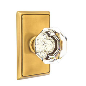 Emtek 8521-OT-US7 Old Town Clear Crystal Door Knob Dummy Set With Rectangular Rosette French Antique