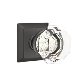 Emtek 8531-OT-US19 Old Town Clear Crystal Door Knob Dummy Set With Quincy Rosette Flat Black