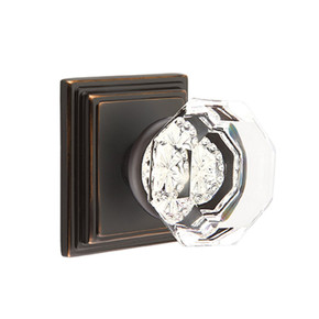 Emtek 8561-OT-US10B Old Town Clear Crystal Door Knob Dummy Set With Wilshire Rosette Oil Rubbed Bronze