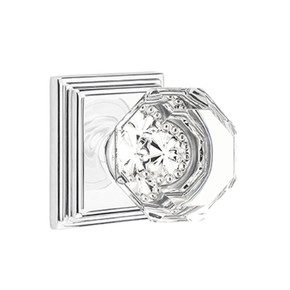 Emtek 8561-OT-US26 Old Town Clear Crystal Door Knob Dummy Set With Wilshire Rosette Polished Chrome